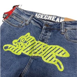 Icecream Neon Lime Striped Running Dog Denim Jean